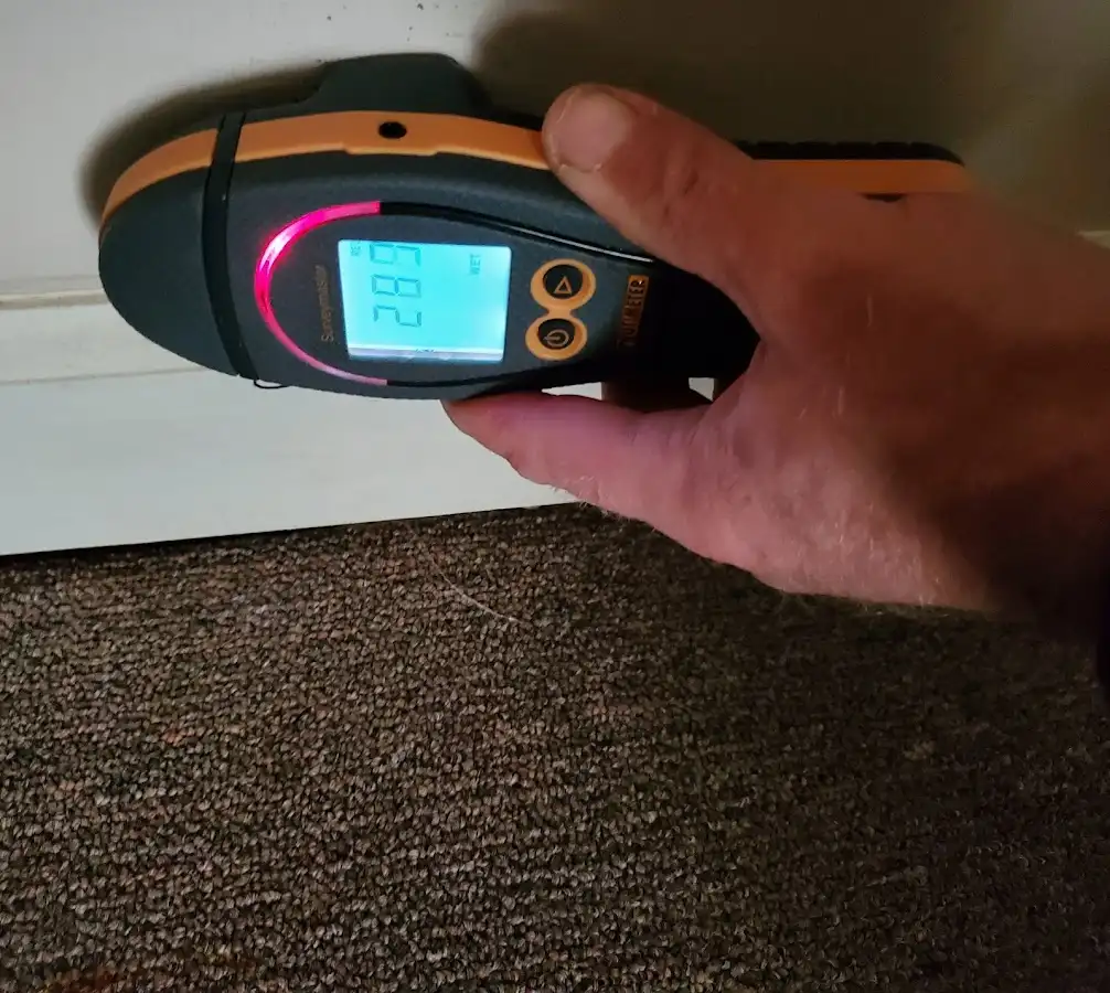 Moisture detection at baseboard during Sewage Cleanup & Sanitation in Marlboro